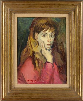 MOSES SOYER Portrait of a Pensive Woman.